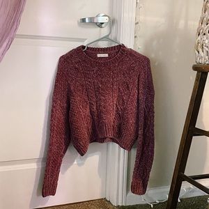 burgundy cropped chenille sweater 🍇